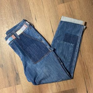 Anthropologie Embroidered High Rise Patchwork Jean